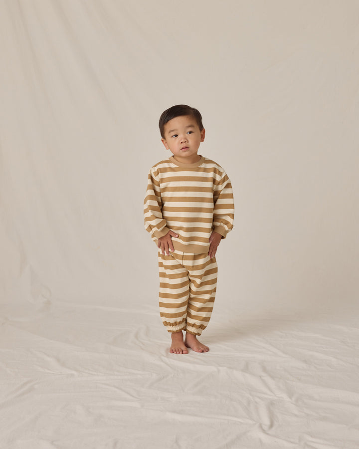 PRE-ORDER Quincy Mae Oversized Crew Sweatshirt - Gold Stripe