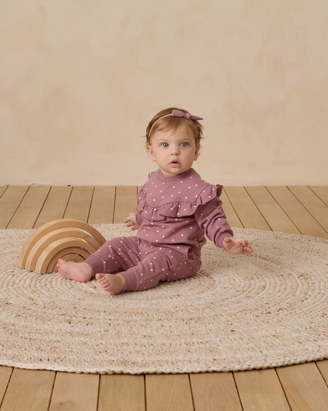 PRE-ORDER Quincy Mae Relaxed Fleece Sweatpant - Polka Dot