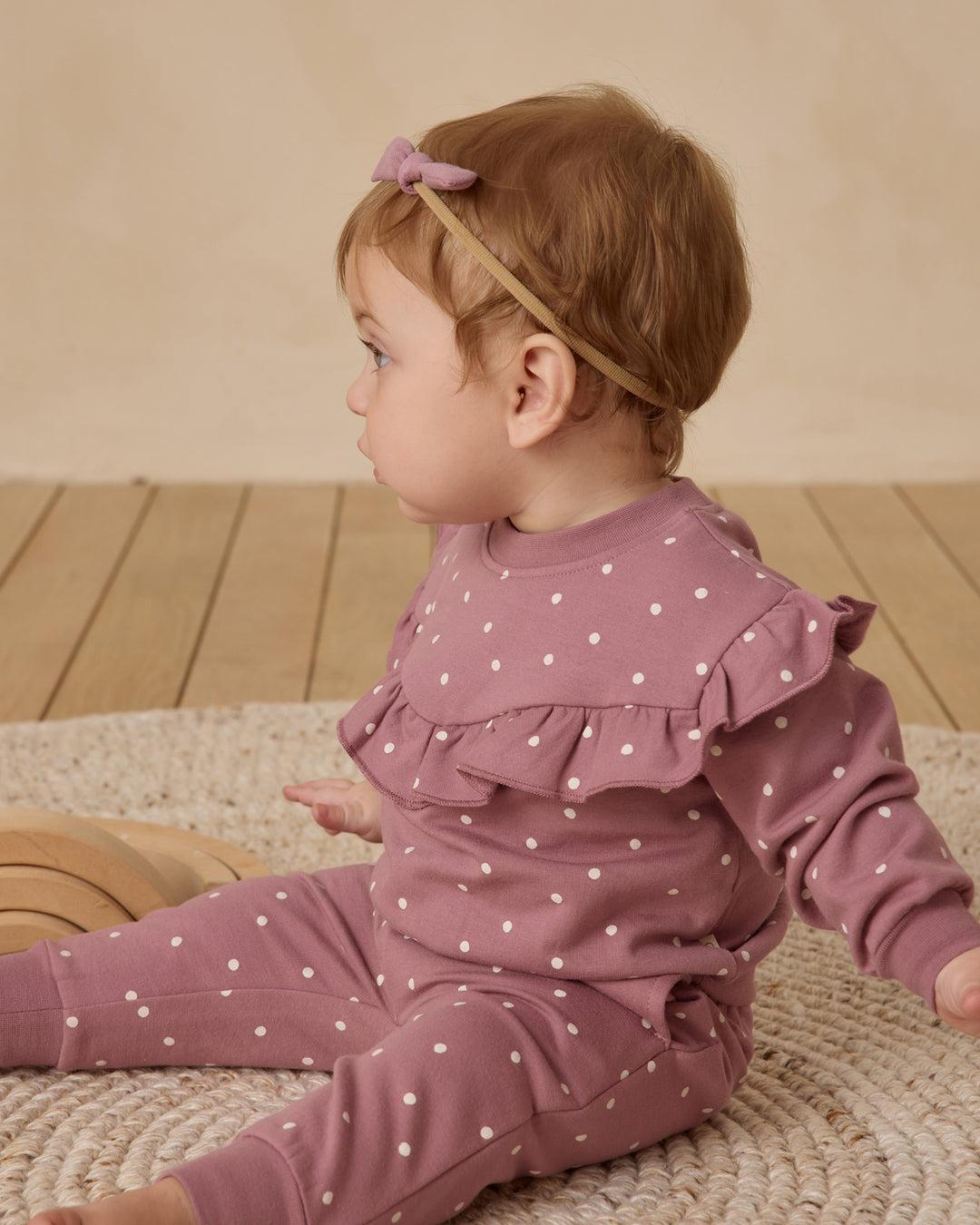 PRE-ORDER Quincy Mae Relaxed Fleece Sweatpant - Polka Dot