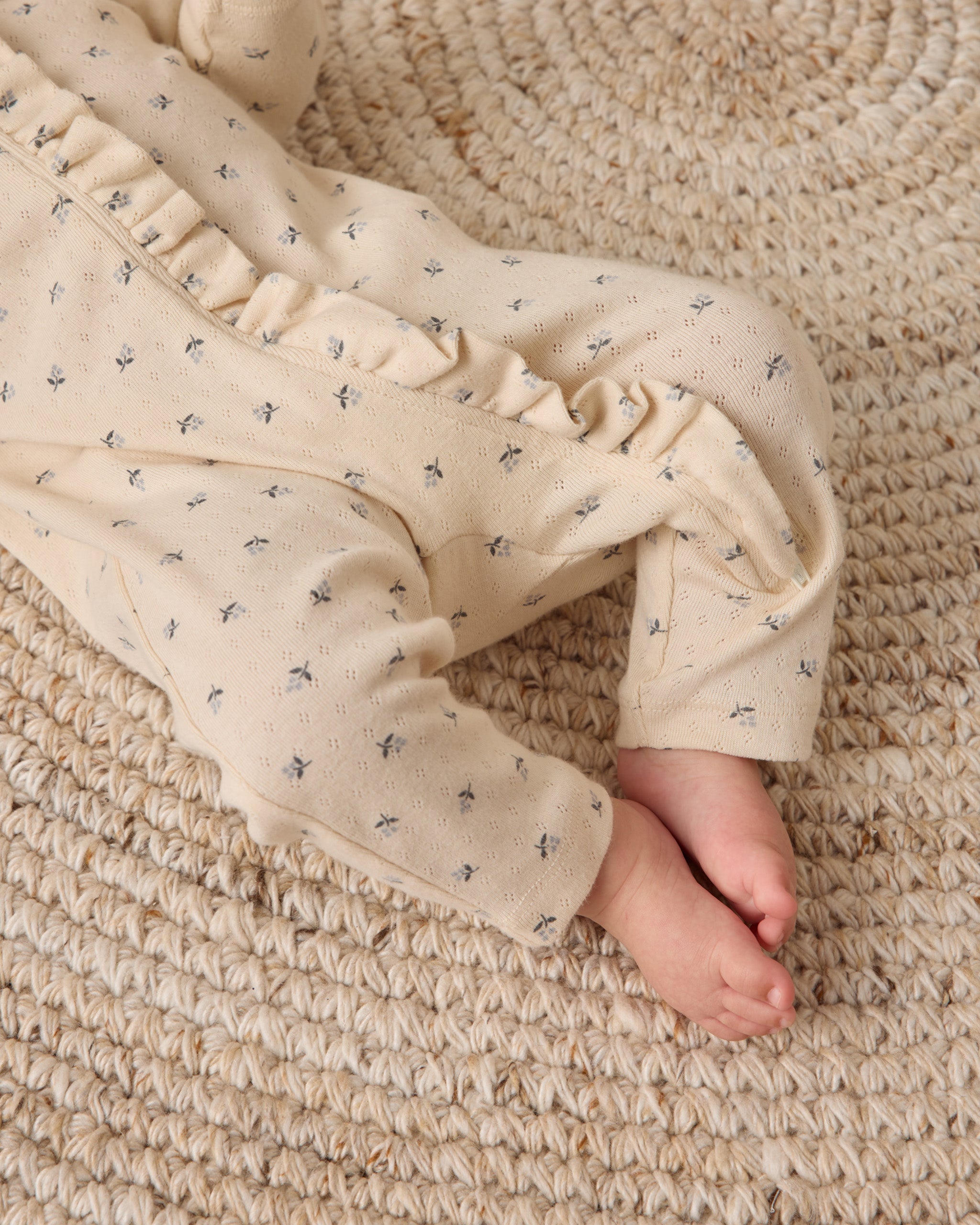 Quincy Mae Ruffle Jumpsuit - Blue Ditsy