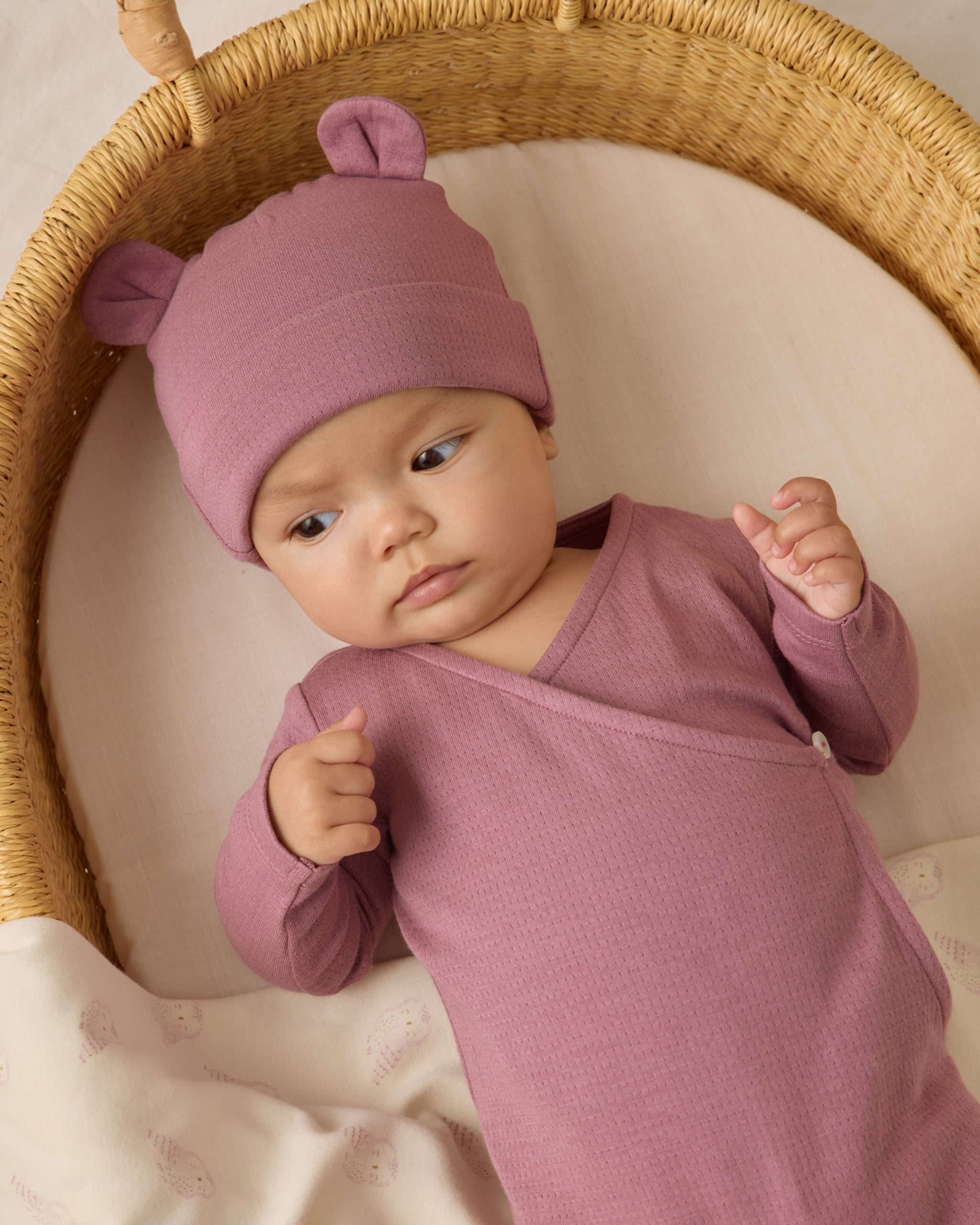Quincy Mae Baby Bear Beanie - Mulberry