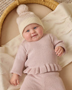 Rib Knit Peplum Top - Lilac