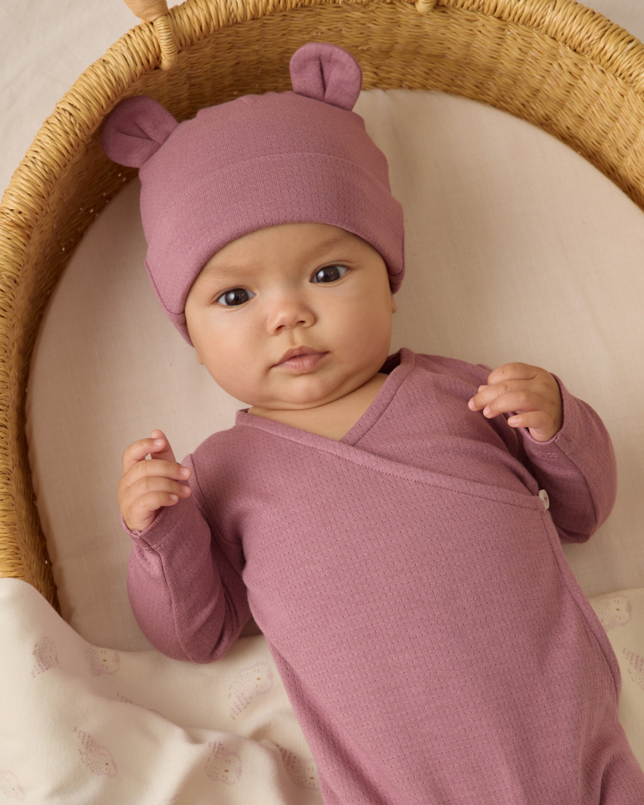 Quincy Mae Baby Bear Beanie - Mulberry