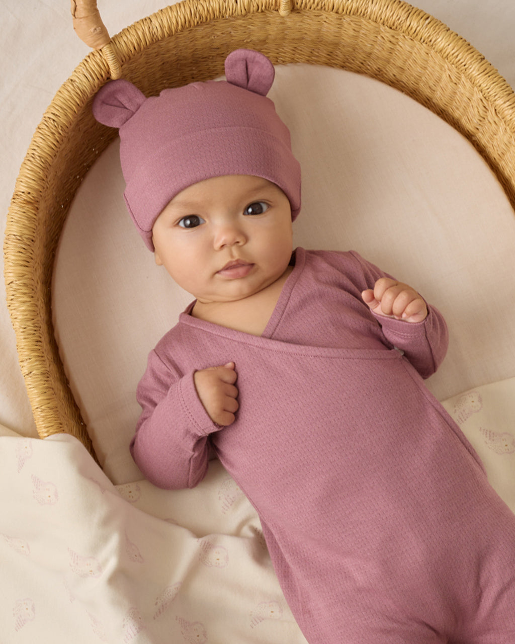 Quincy Mae Pointelle Wrap Footie - Mulberry