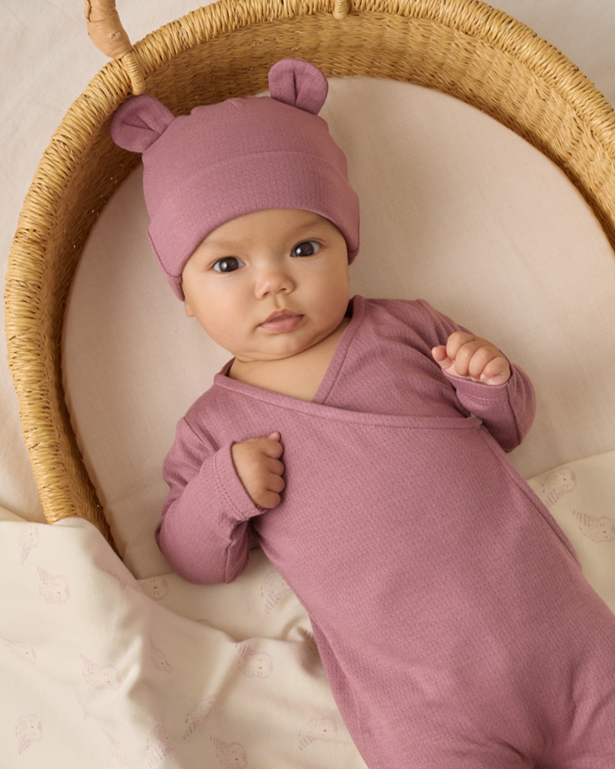 Quincy Mae Baby Bear Beanie - Mulberry