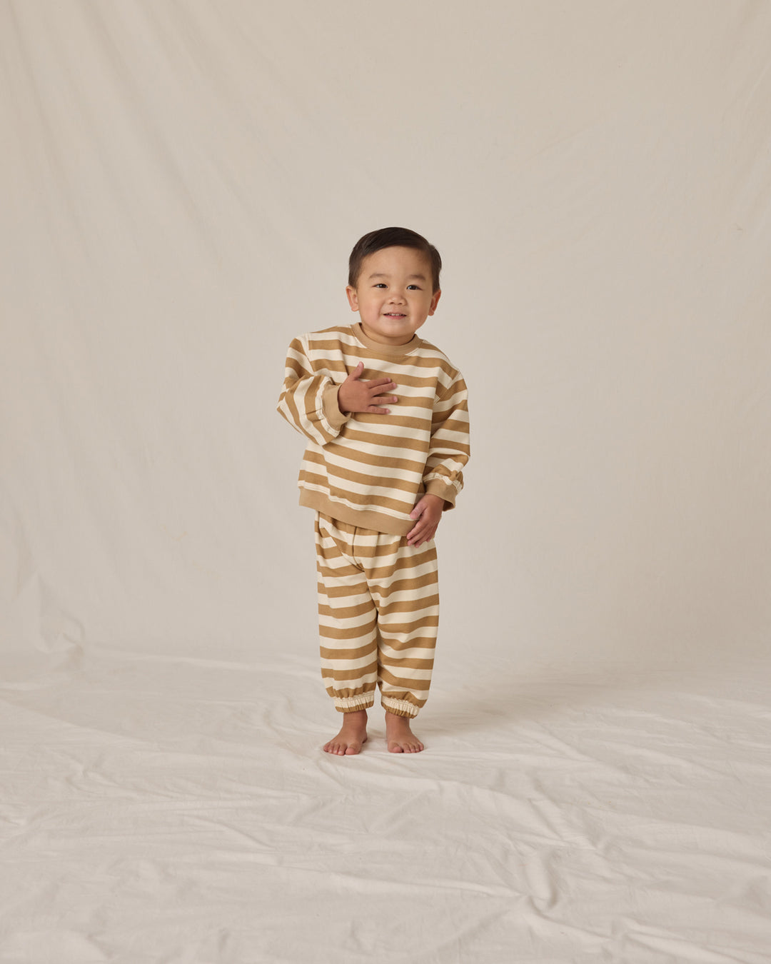 PRE-ORDER Quincy Mae Oversized Crew Sweatshirt - Gold Stripe