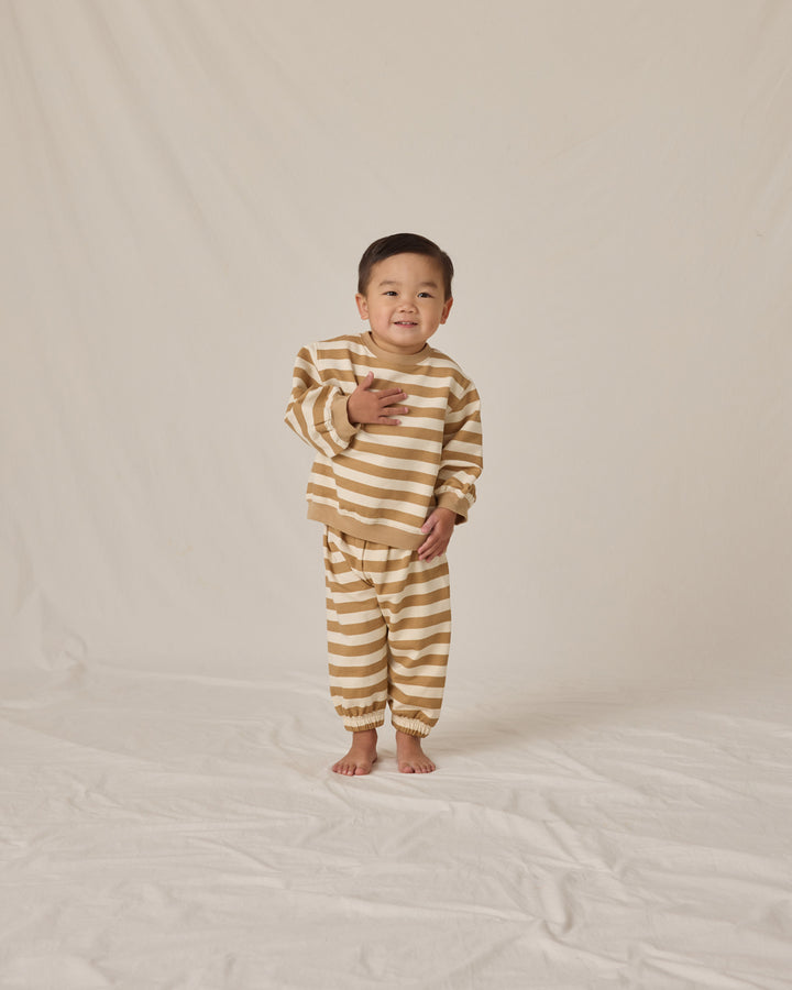 PRE-ORDER Quincy Mae Oversized Crew Sweatshirt - Gold Stripe