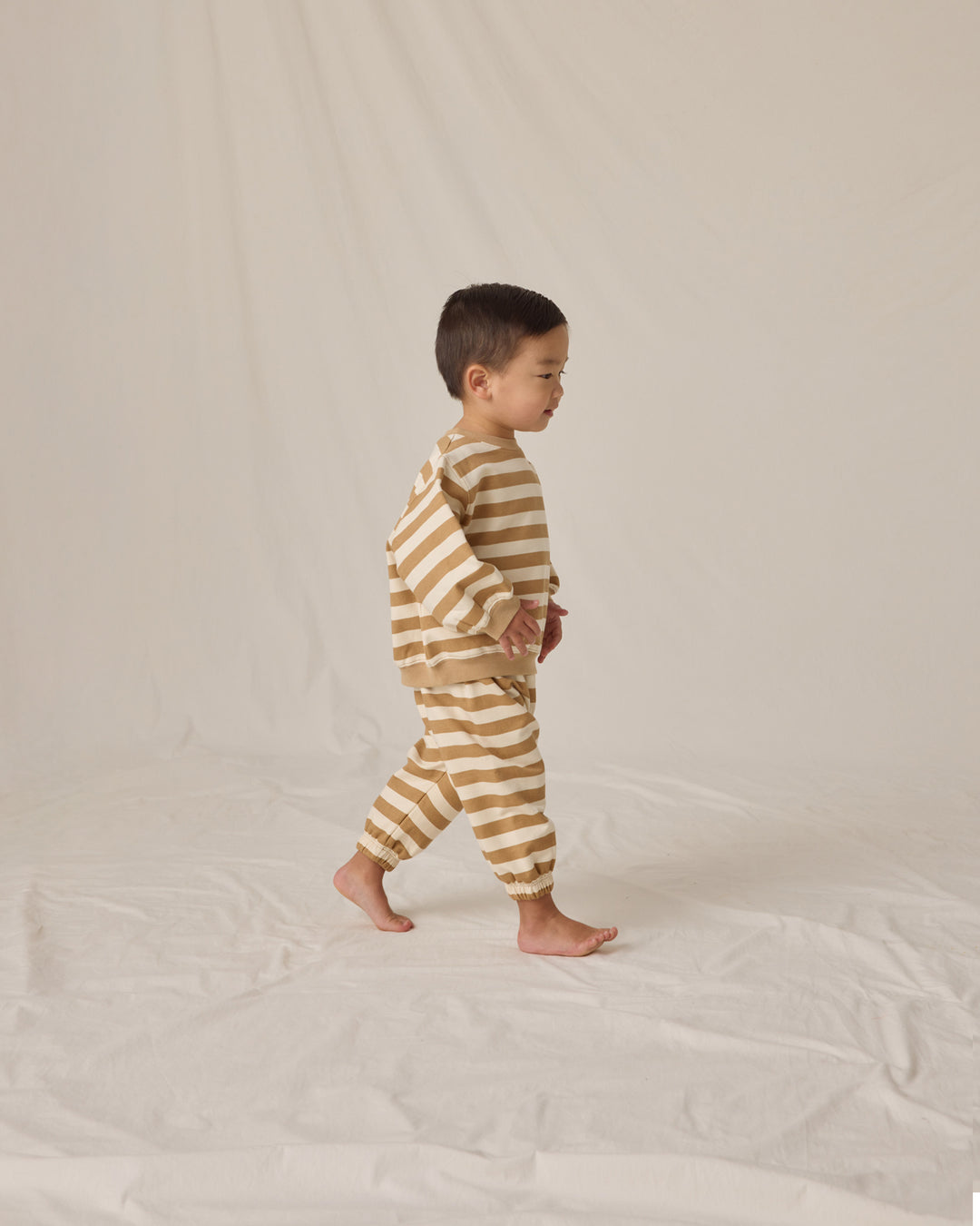 PRE-ORDER Quincy Mae Oversized Crew Sweatshirt - Gold Stripe
