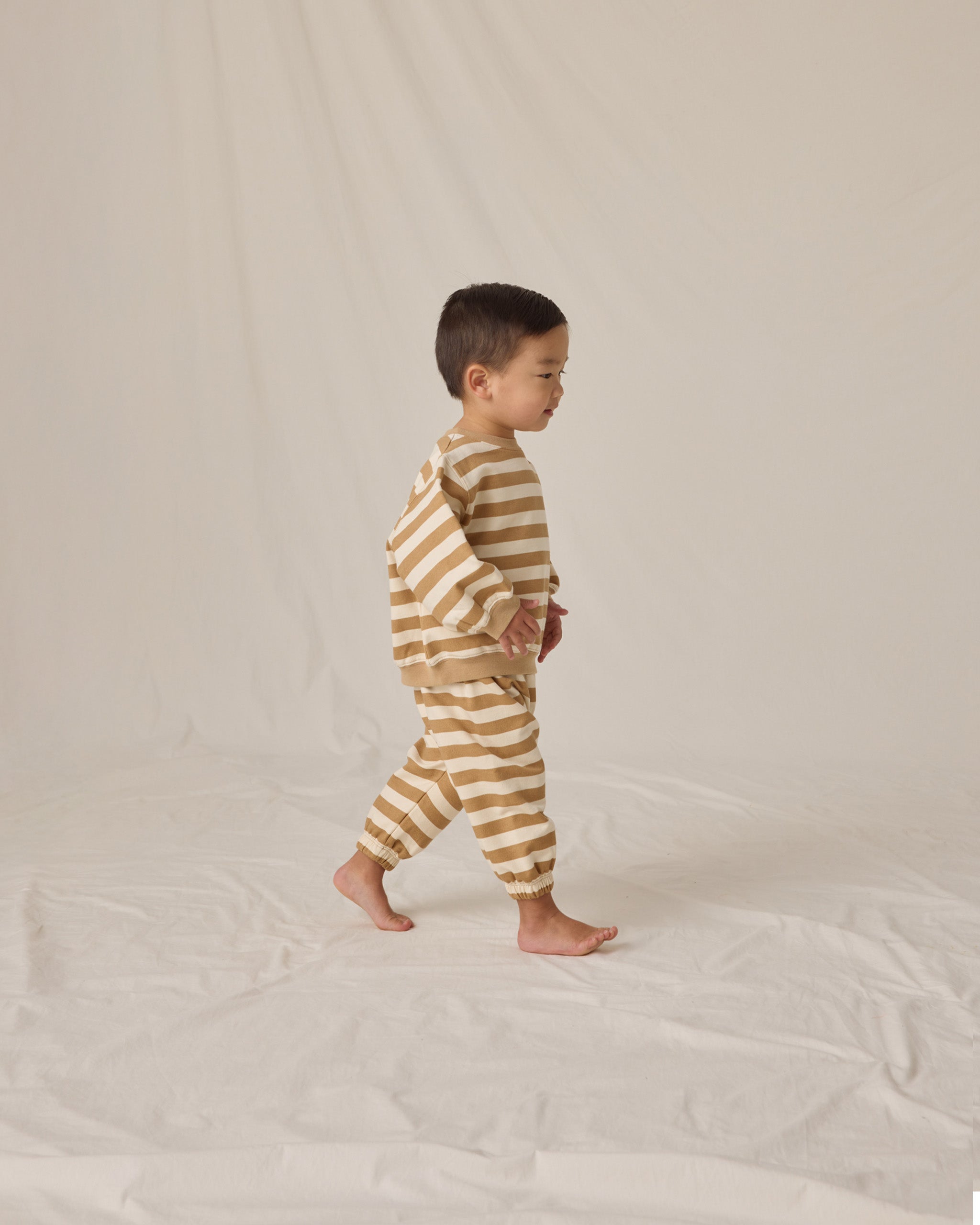 Quincy Mae Oversized Crew Sweatshirt - Gold Stripe