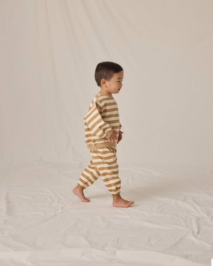 PRE-ORDER Quincy Mae Oversized Crew Sweatshirt - Gold Stripe