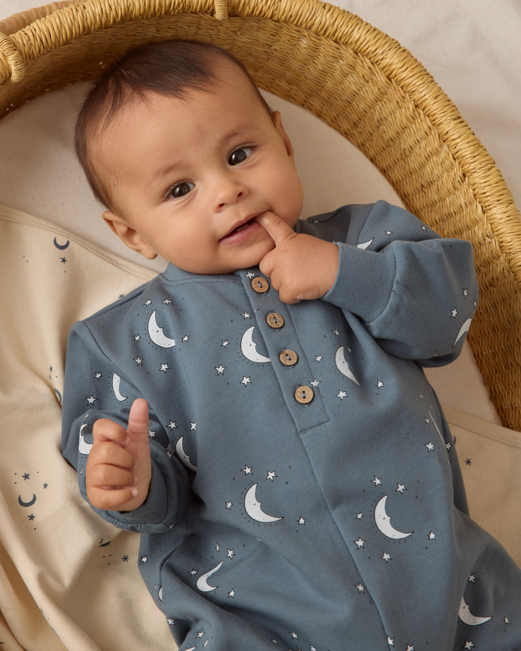 Quincy Mae Relaxed Fleece Jumpsuit - Silver Moons