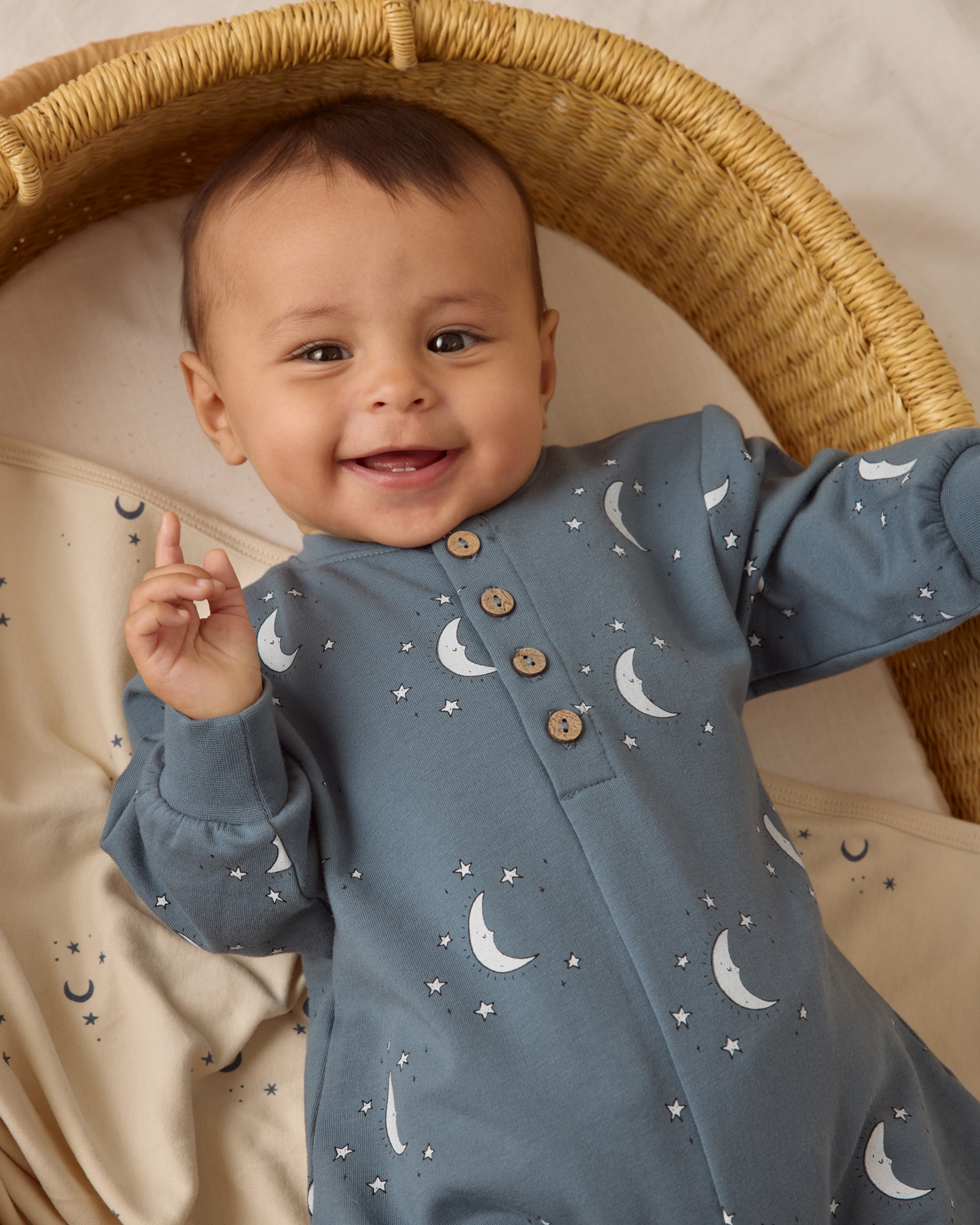Quincy Mae Relaxed Fleece Jumpsuit - Silver Moons