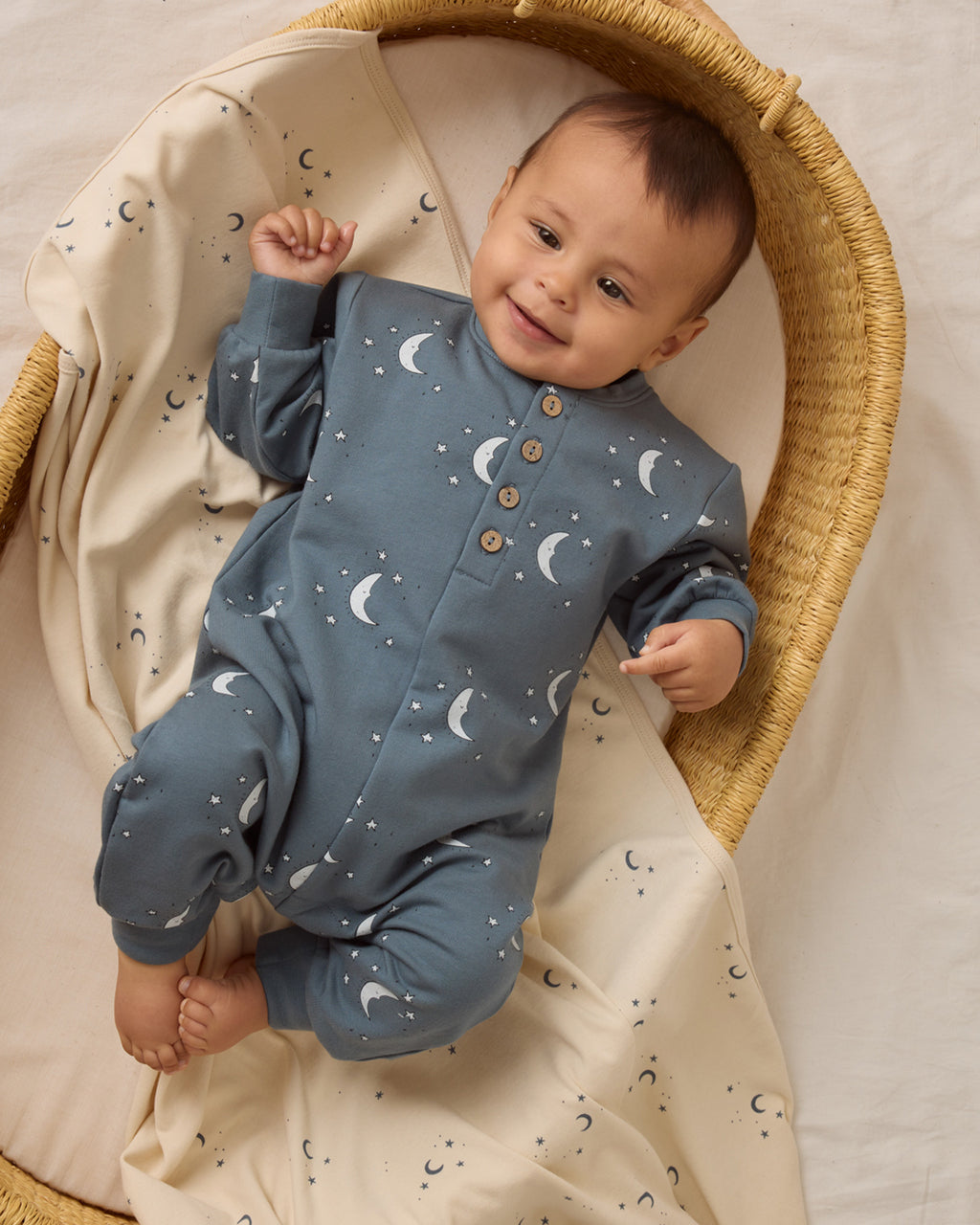 Quincy Mae Relaxed Fleece Jumpsuit - Silver Moons