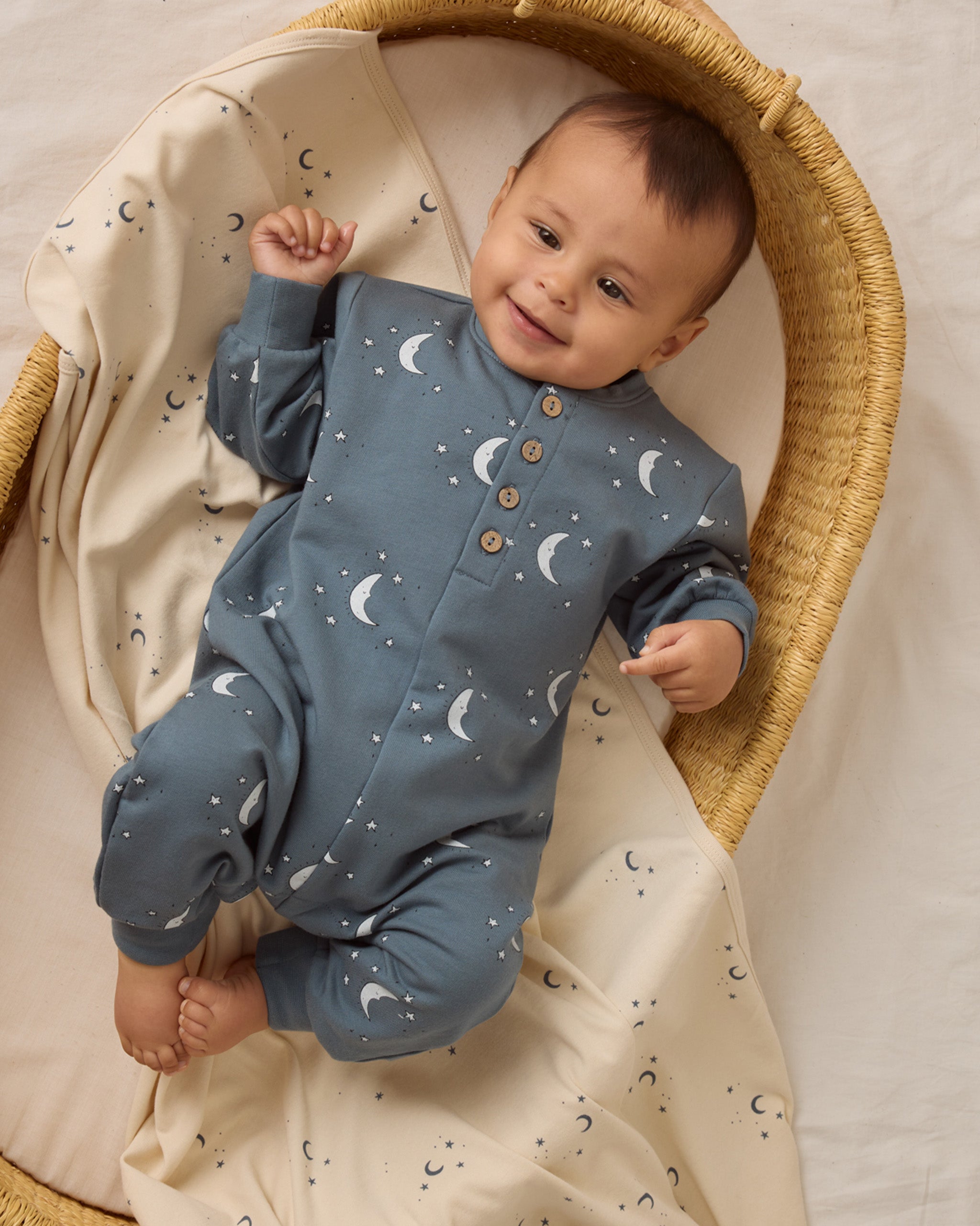 Quincy Mae Relaxed Fleece Jumpsuit - Silver Moons