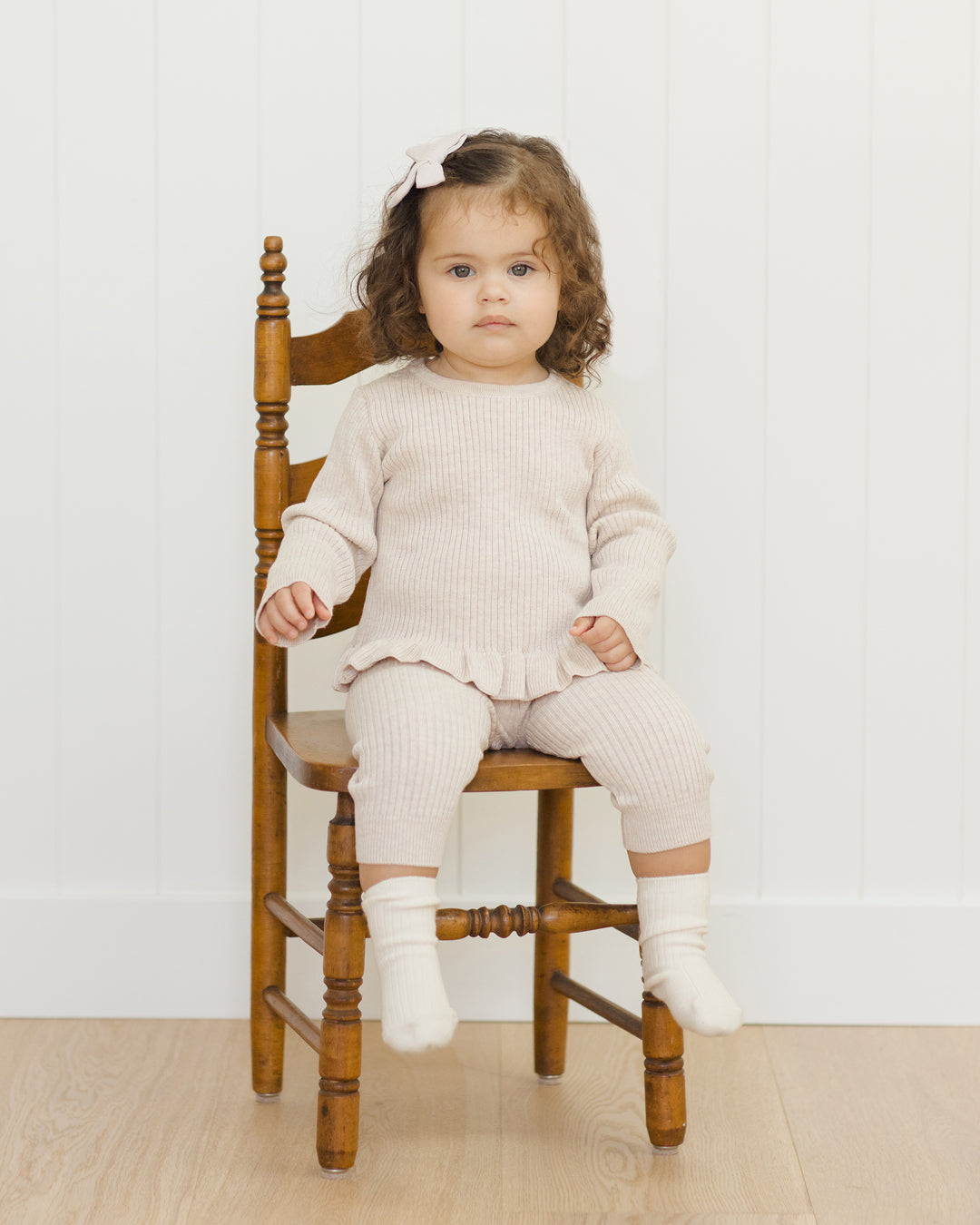 PRE-ORDER Quincy Mae Rib Knit Legging - Heathered Oatmeal