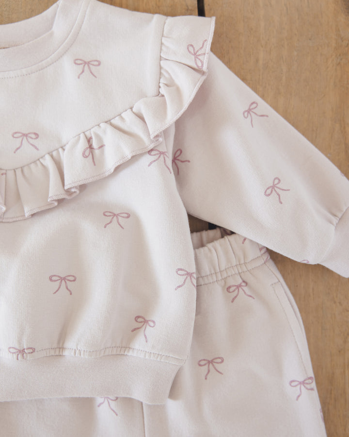PRE-ORDER Quincy Mae Ruffle Fleece Sweatshirt - Bows