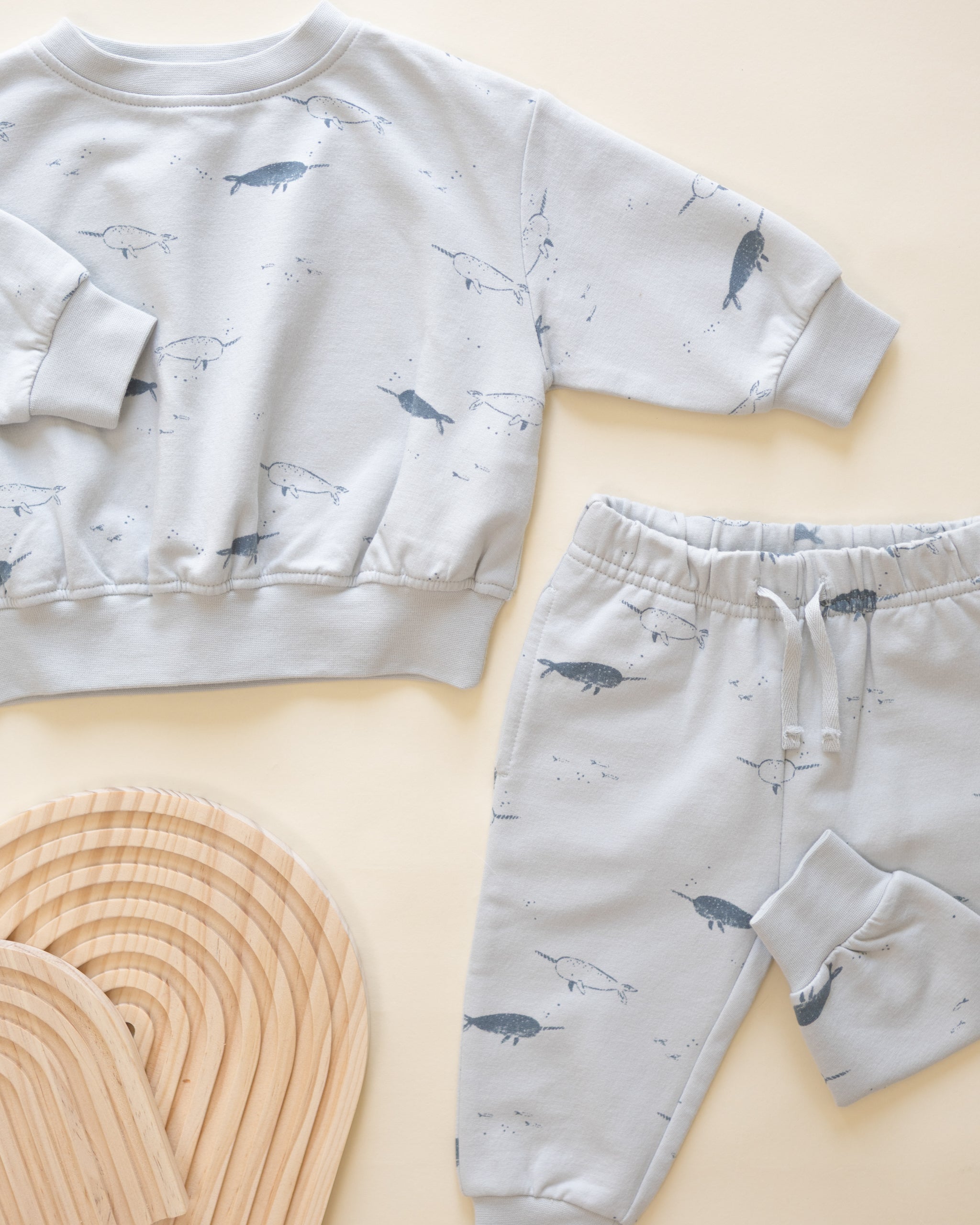 Quincy Mae Relaxed Fleece Sweatpant - Narwhals