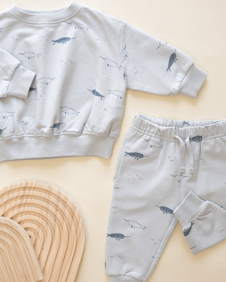 PRE-ORDER Quincy Mae Relaxed Fleece Sweatpant - Narwhals
