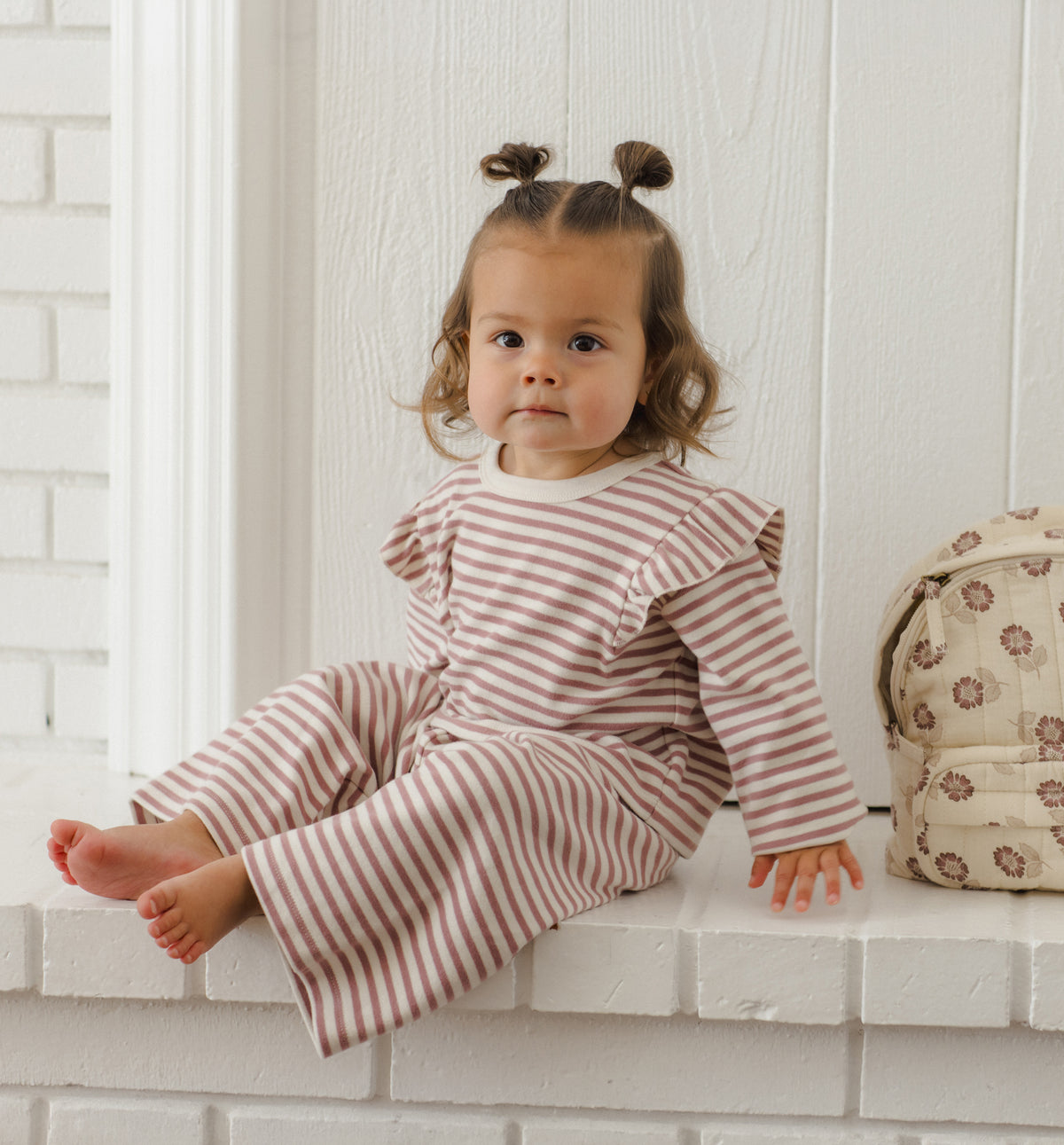 PRE-ORDER - Ruffle Cozy Set - Mulberry Stripe
