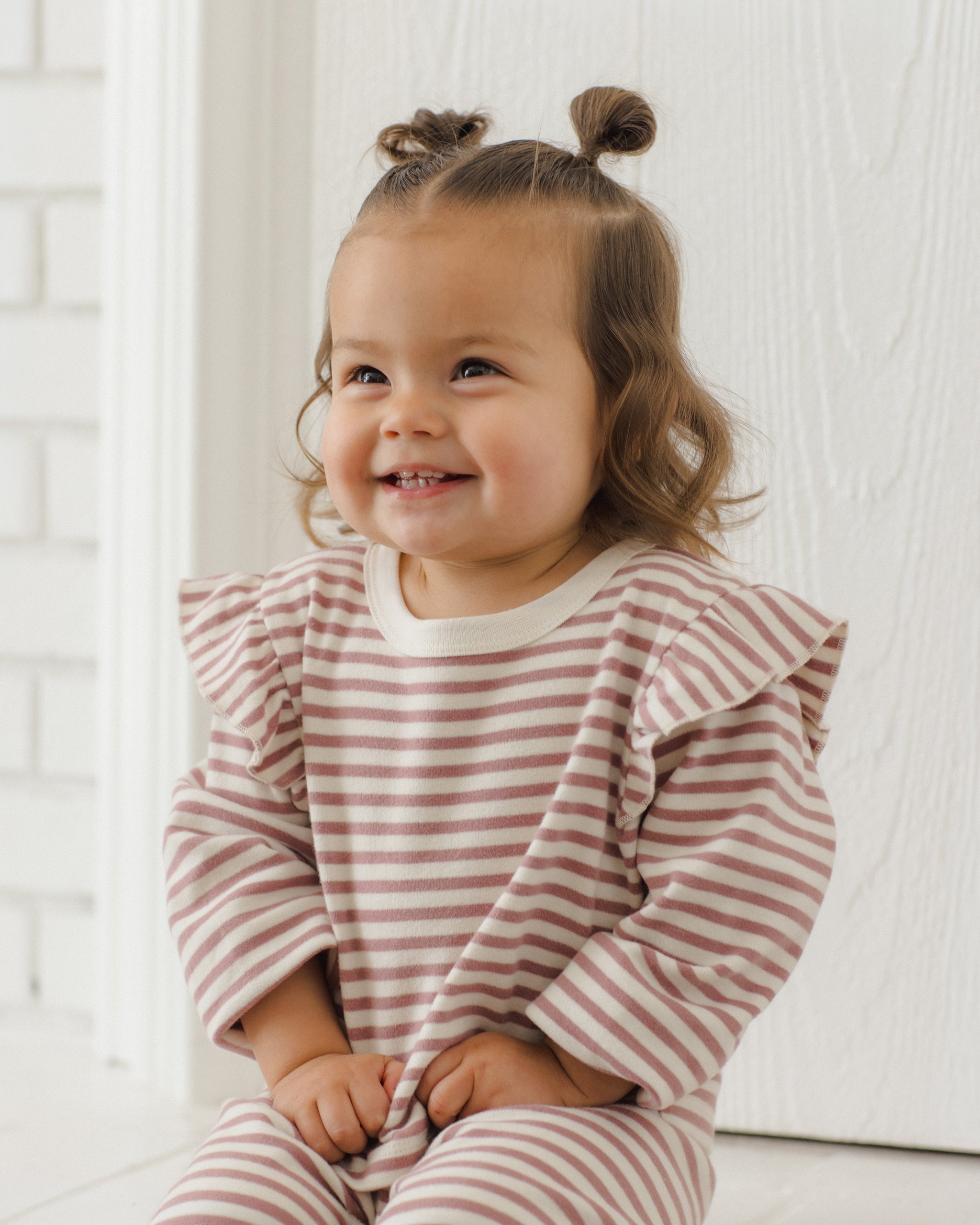 PRE-ORDER - Ruffle Cozy Set - Mulberry Stripe