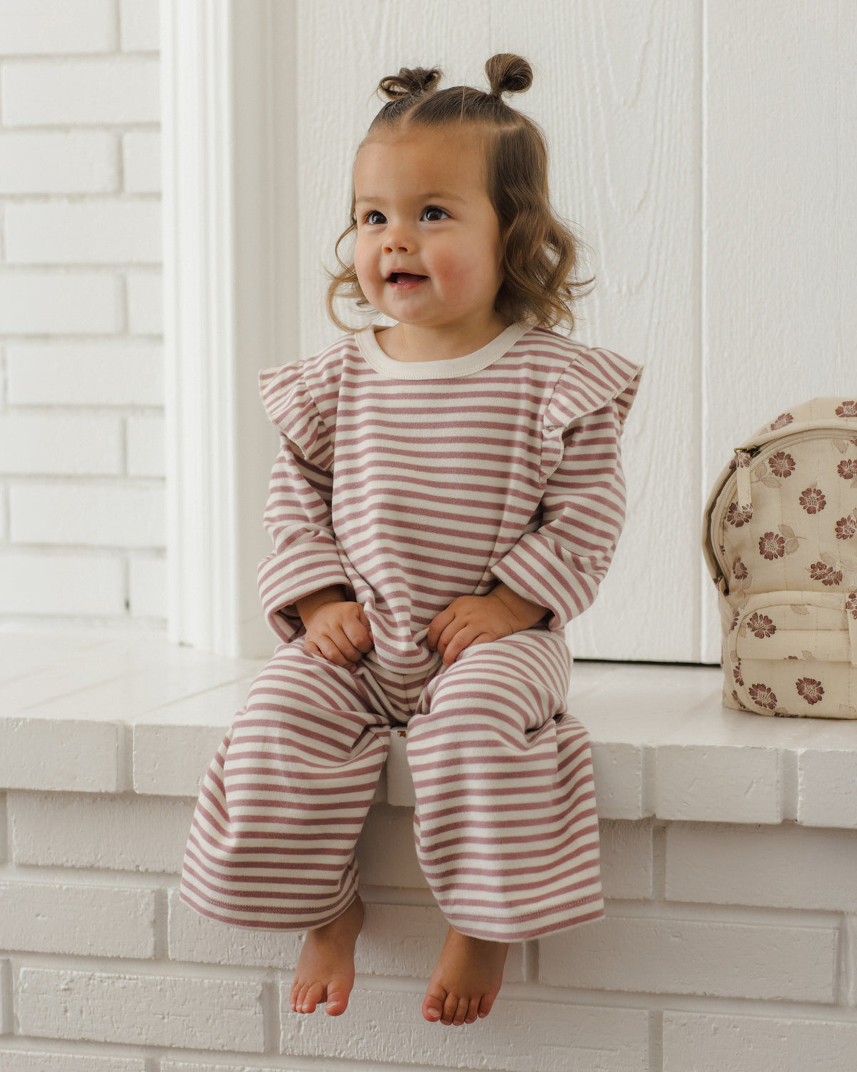 PRE-ORDER - Ruffle Cozy Set - Mulberry Stripe