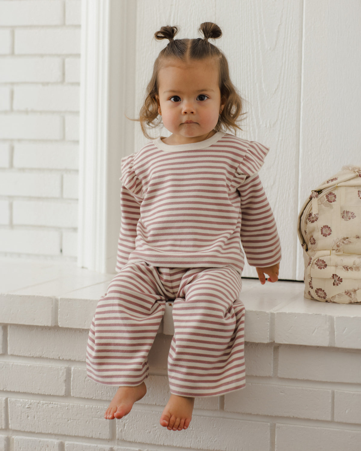 PRE-ORDER - Ruffle Cozy Set - Mulberry Stripe