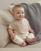 PRE-ORDER - Jersey Snap Bib 2Pk - Bunnies/Almond Stripe