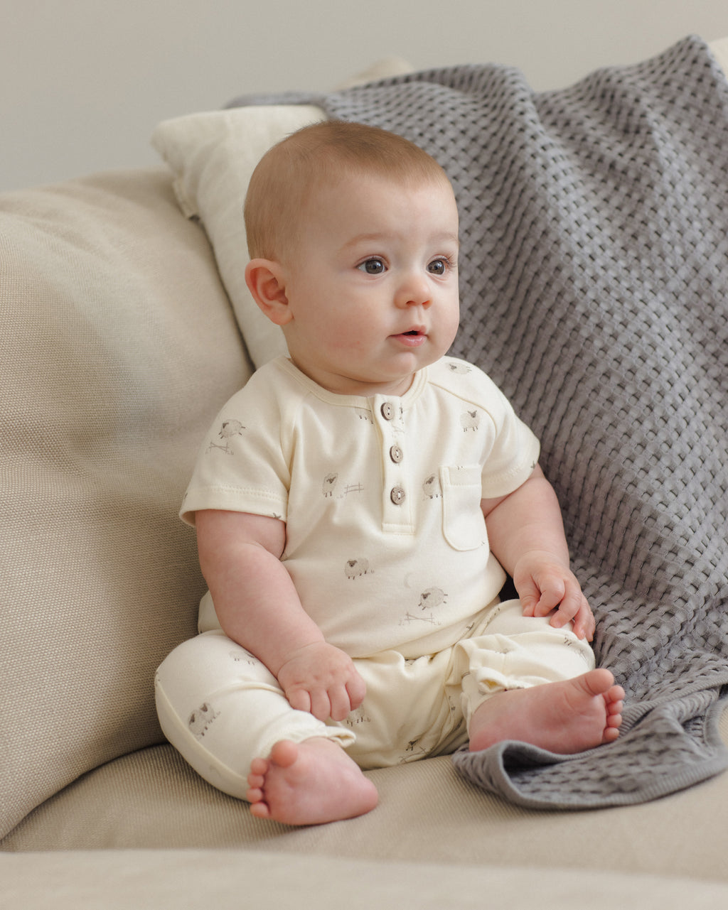 Side Snap Bodysuit + Pant Set - Sheep