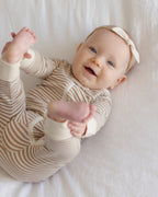 PRE-ORDER - Zip Long Sleeve Sleeper - Almond Stripe