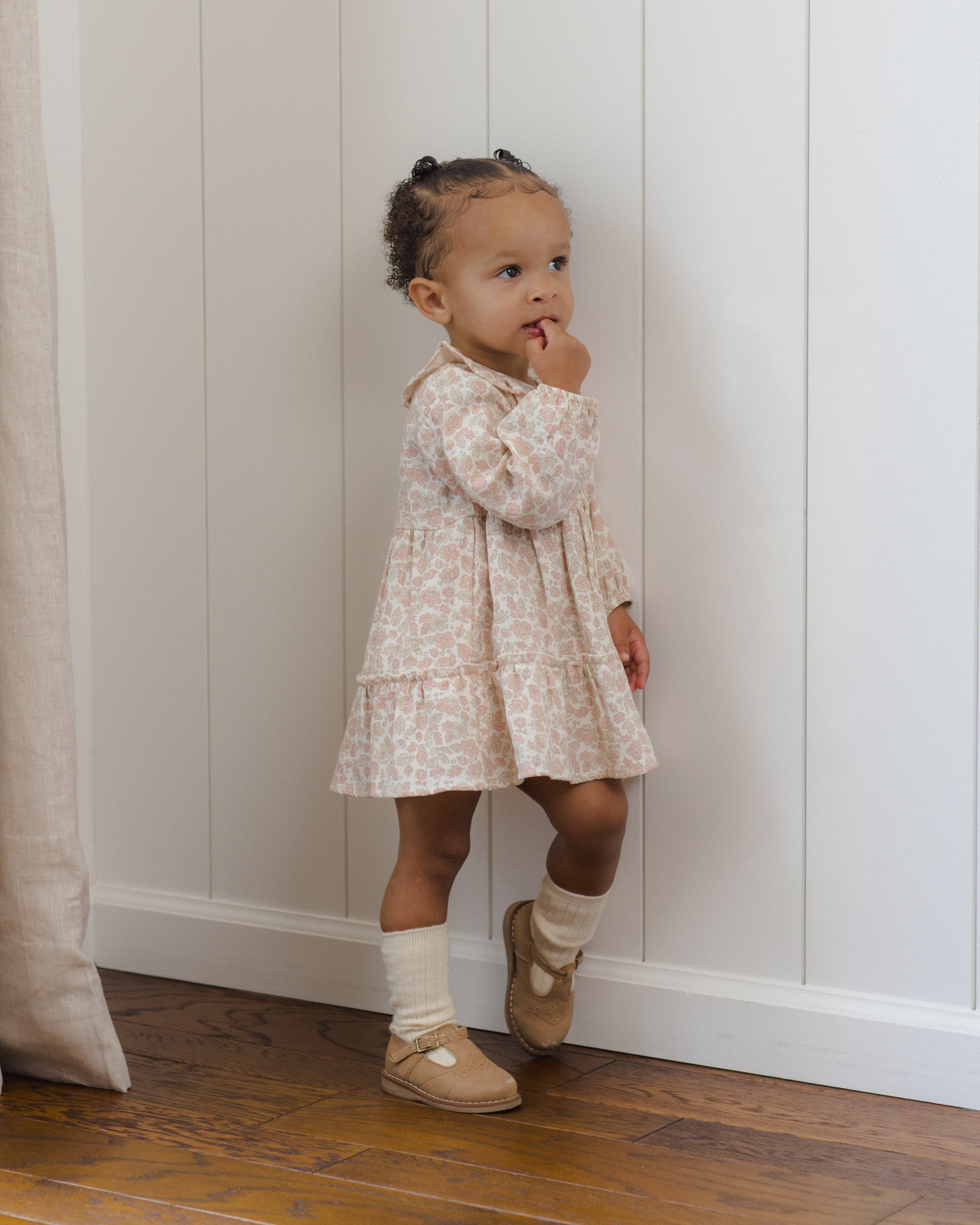 PRE-ORDER - Ruffle Collar Button Dress - Pink Blossom