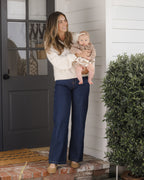 PRE-ORDER - Ruffle Collar Cardigan - Heathered Almond