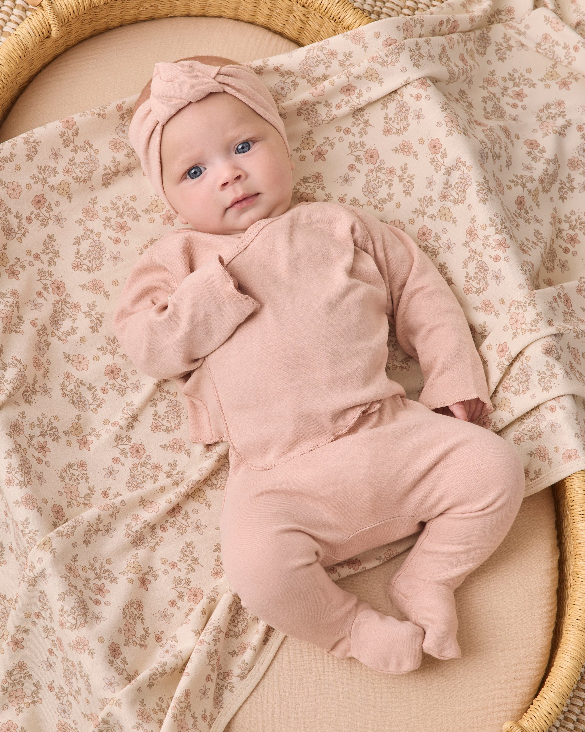 PRE-ORDER - Wrap Top + Footed Pant Set - Dusty Rose