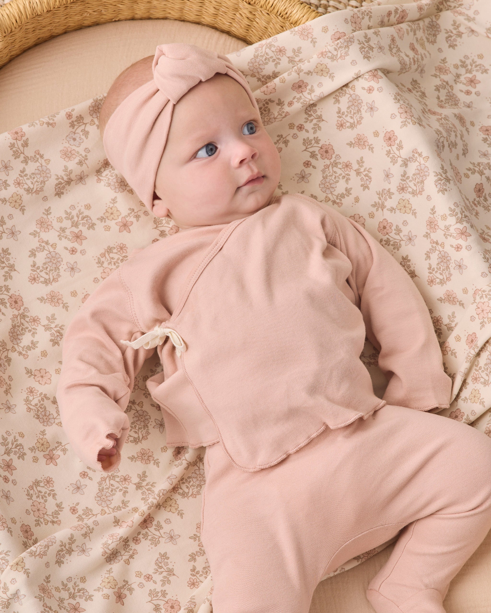 PRE-ORDER - Wrap Top + Footed Pant Set - Dusty Rose