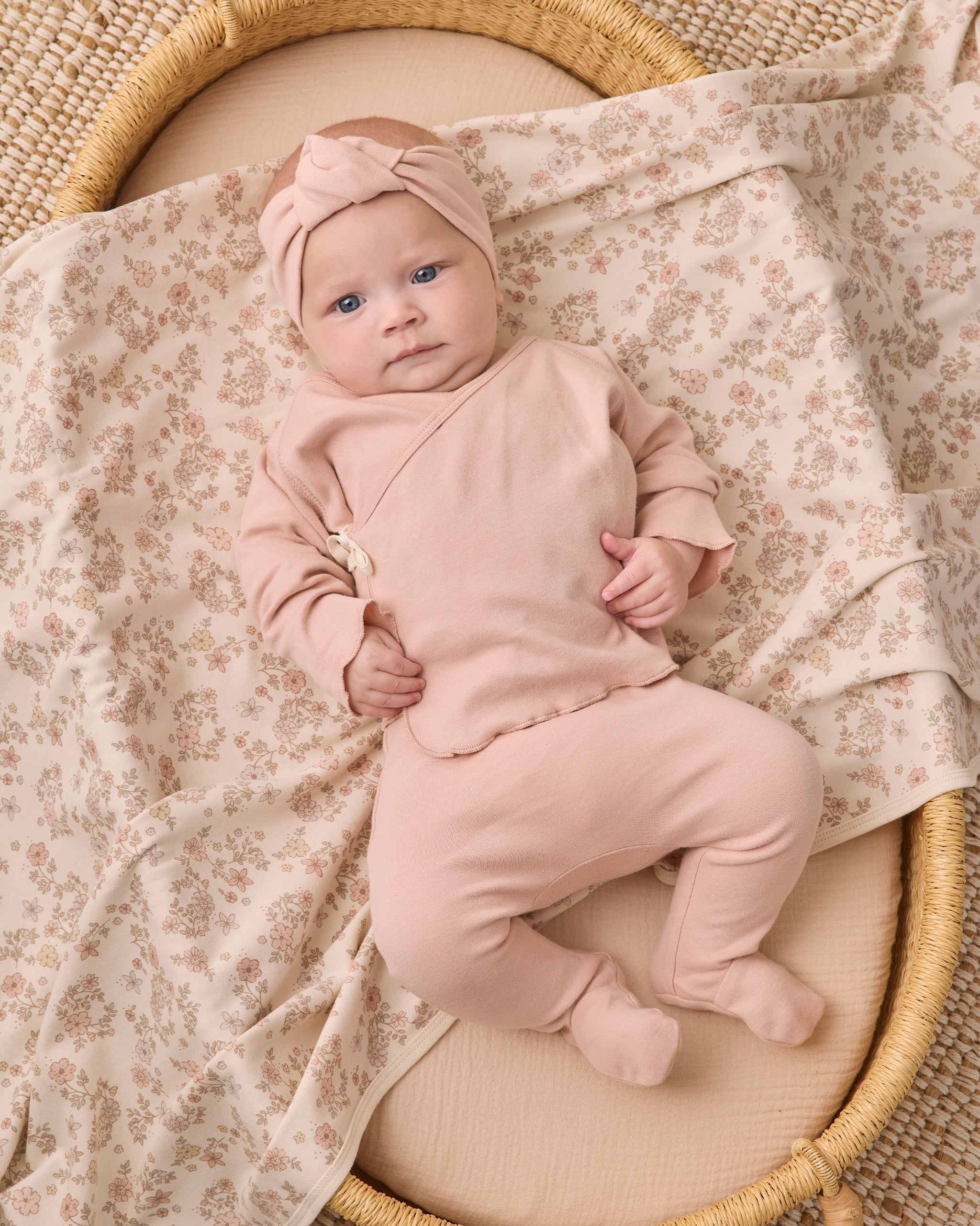 PRE-ORDER - Wrap Top + Footed Pant Set - Dusty Rose