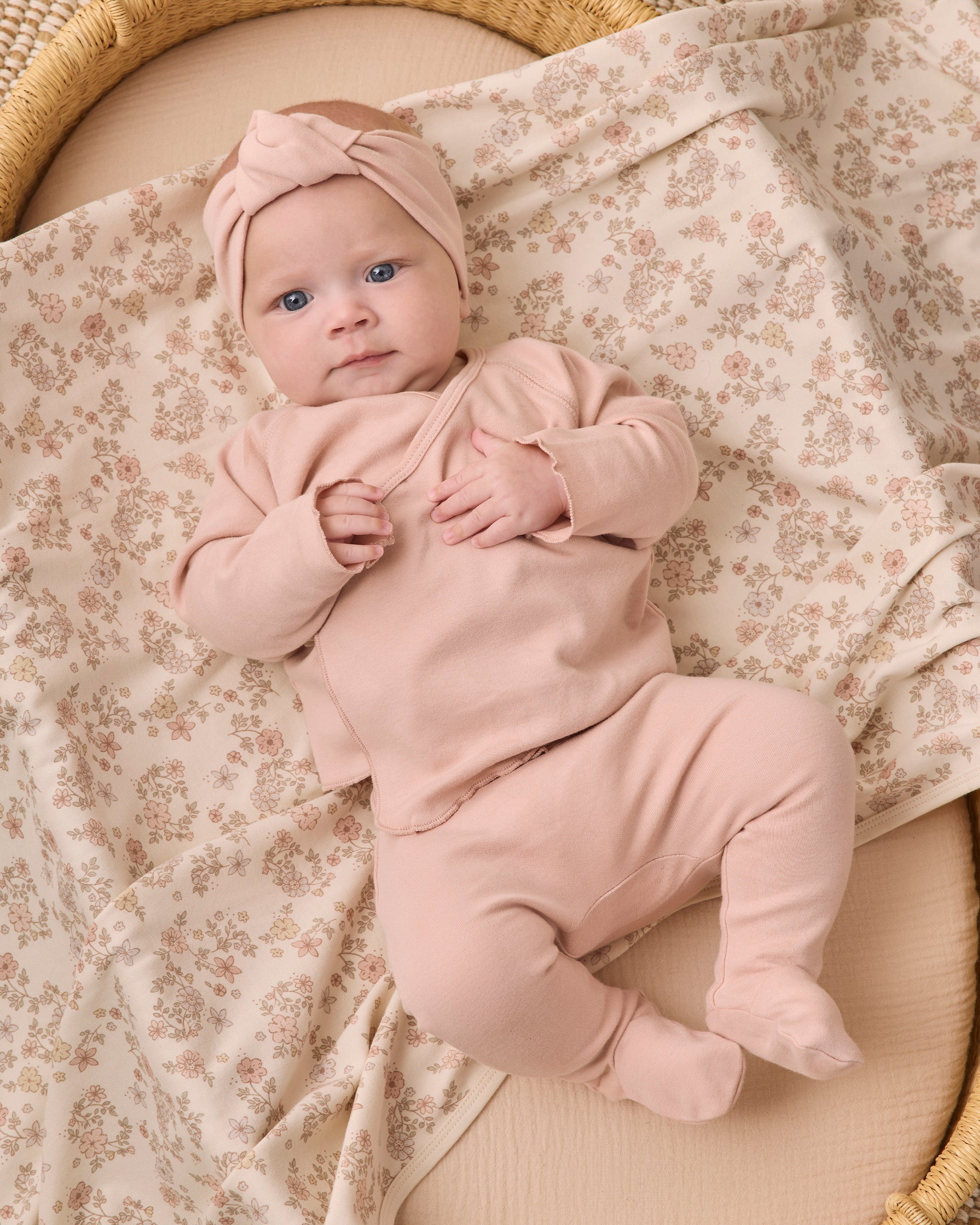 PRE-ORDER - Wrap Top + Footed Pant Set - Dusty Rose