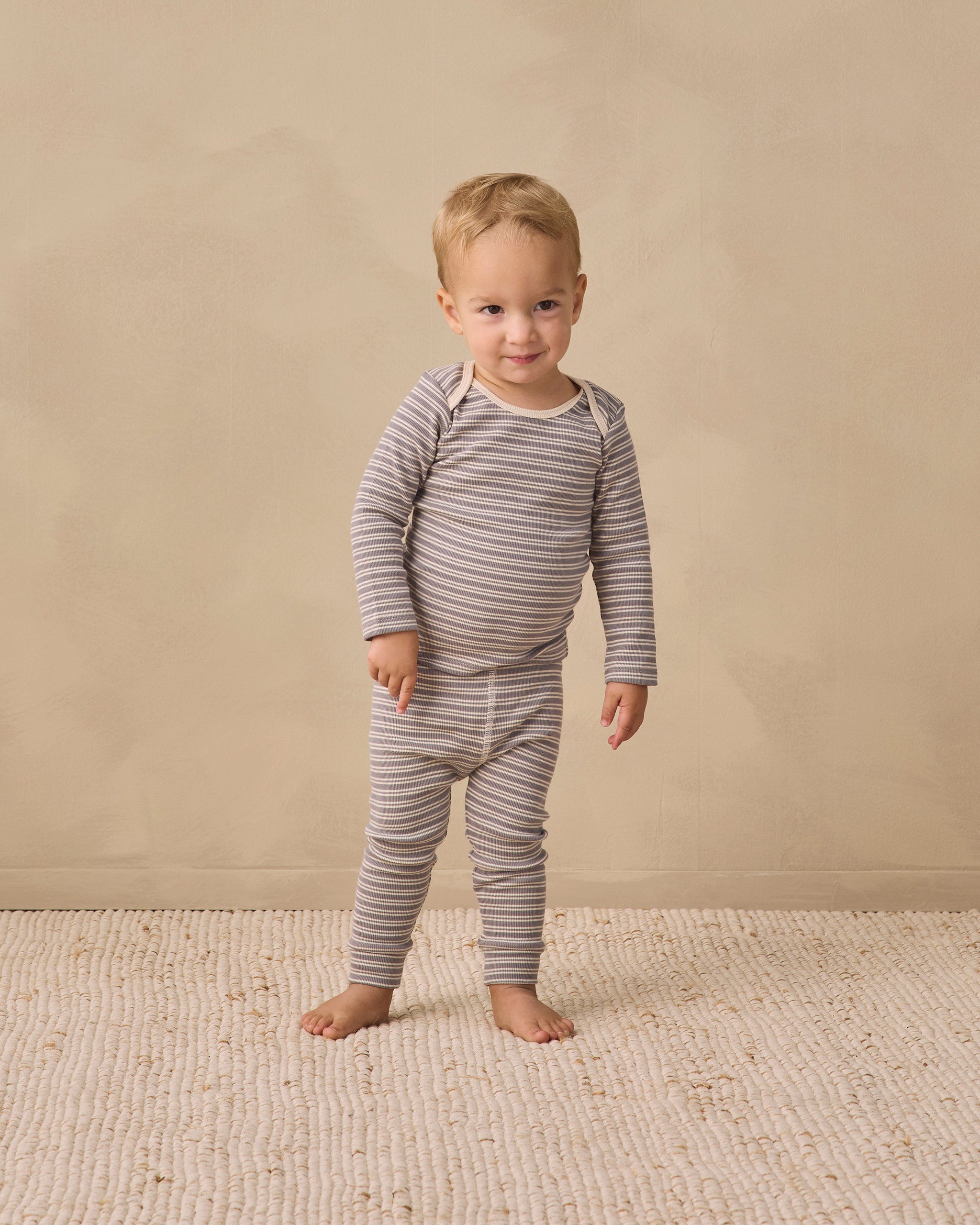 PRE-ORDER - Ribbed Tee + Legging Set - Slate Microstripe