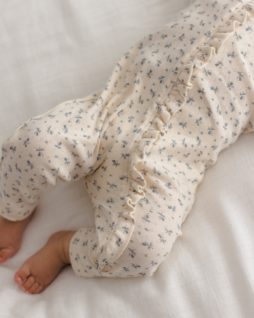 Ruffle Jumpsuit Blue Ditsy