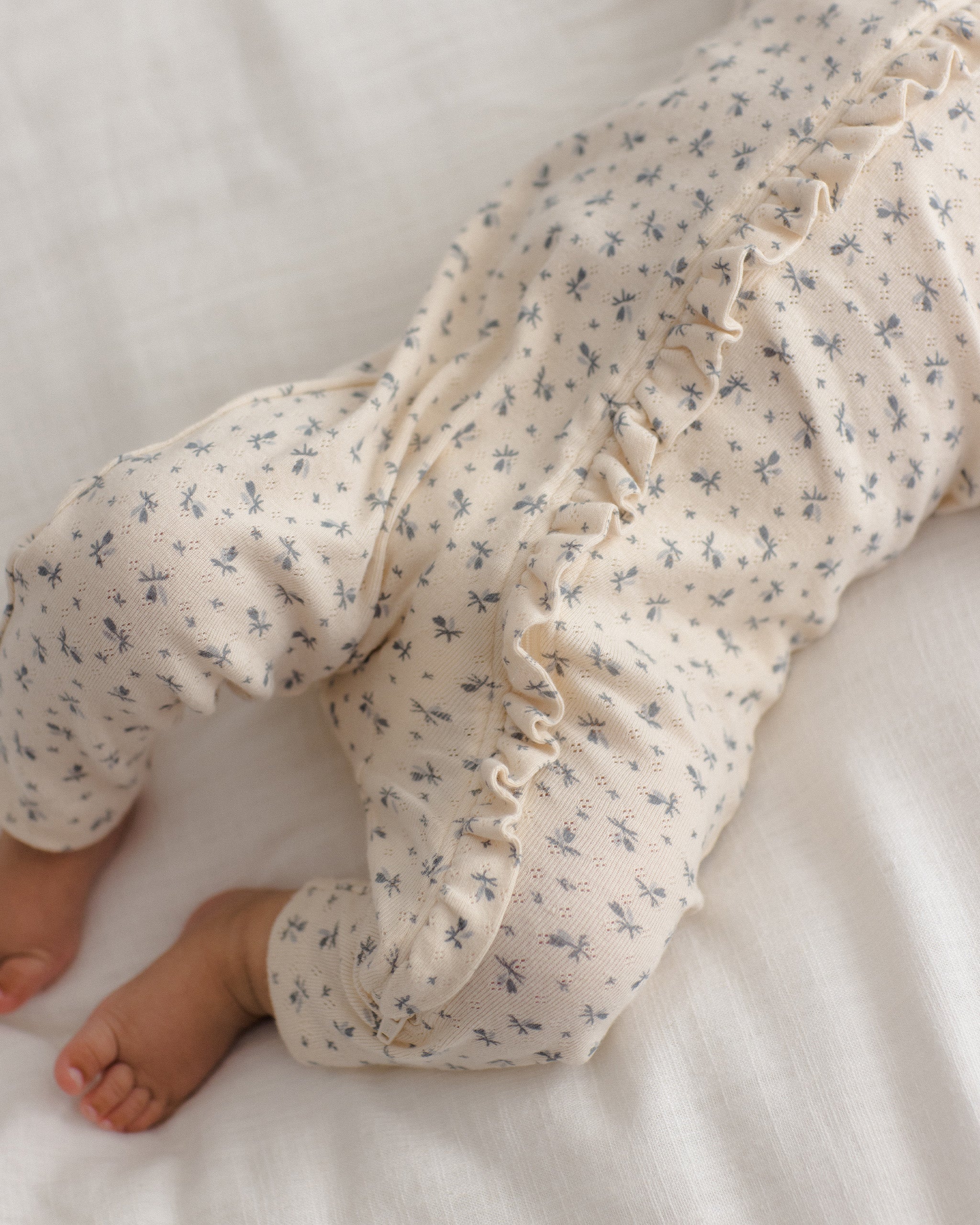 Ruffle Jumpsuit Blue Ditsy