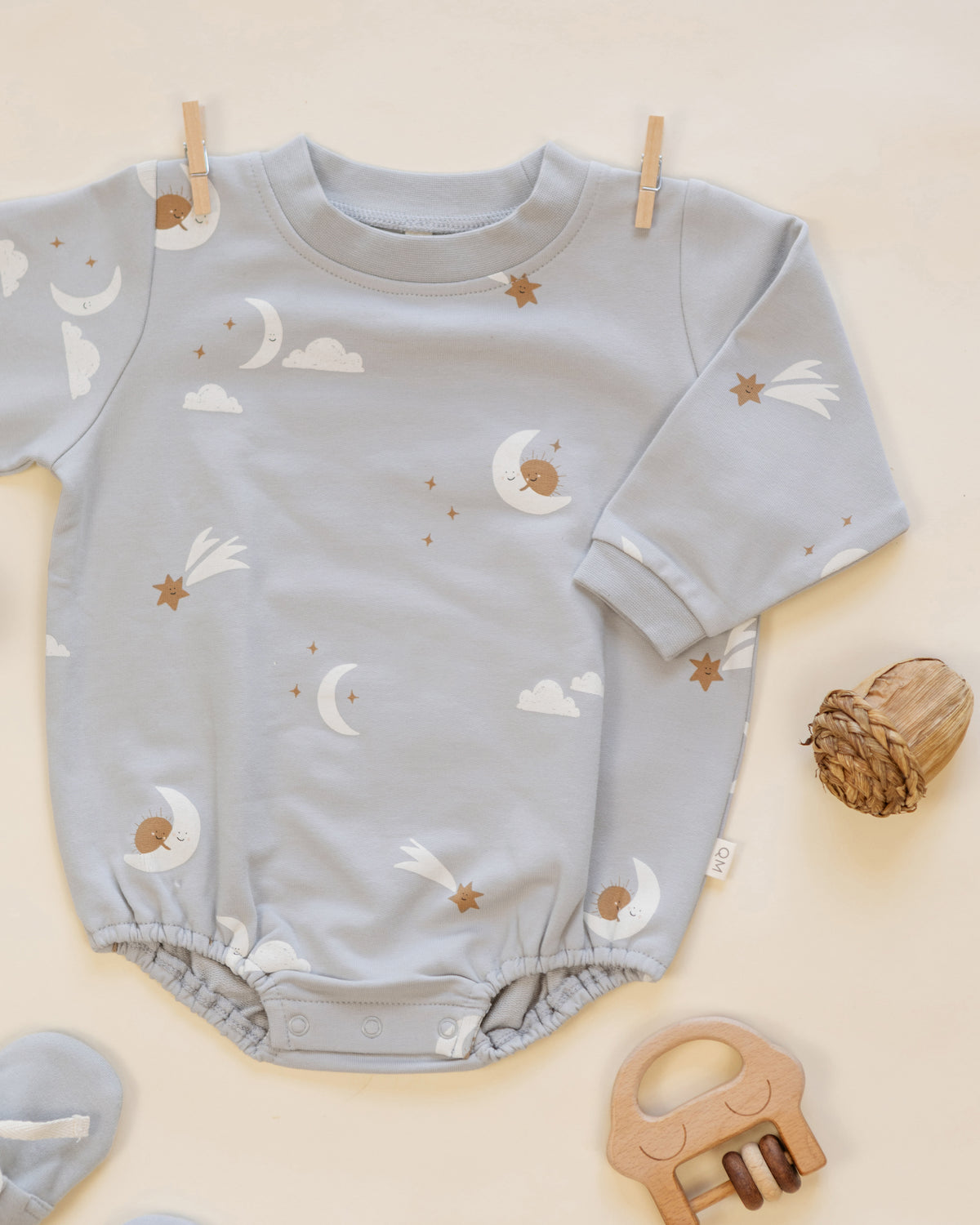 Crewneck Bubble Romper - Sky Friends