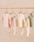 Wrap Top + Footed Pant Set - Pink Blossom