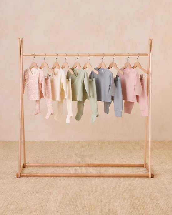 Quincy Mae Wrap Top + Footed Pant Set - Ivory