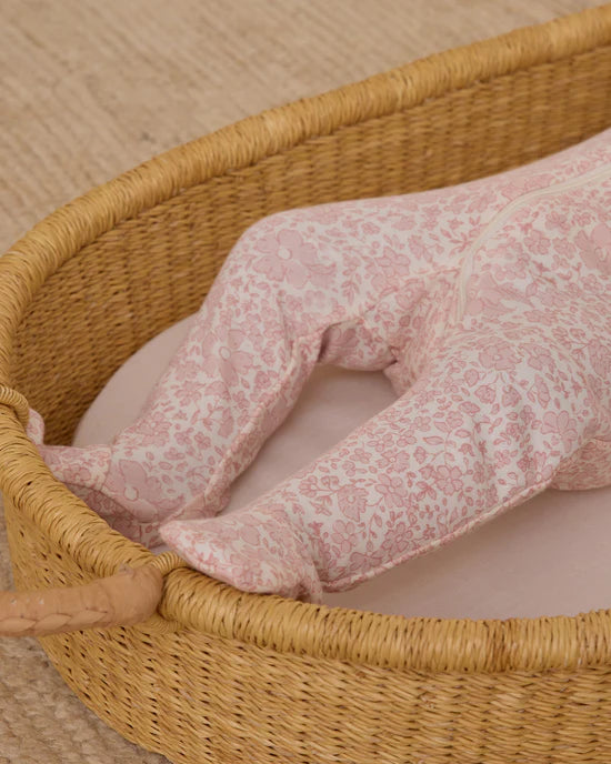 Quincy Mae Zip Long Sleeve Sleeper Footie - Pink Blossom