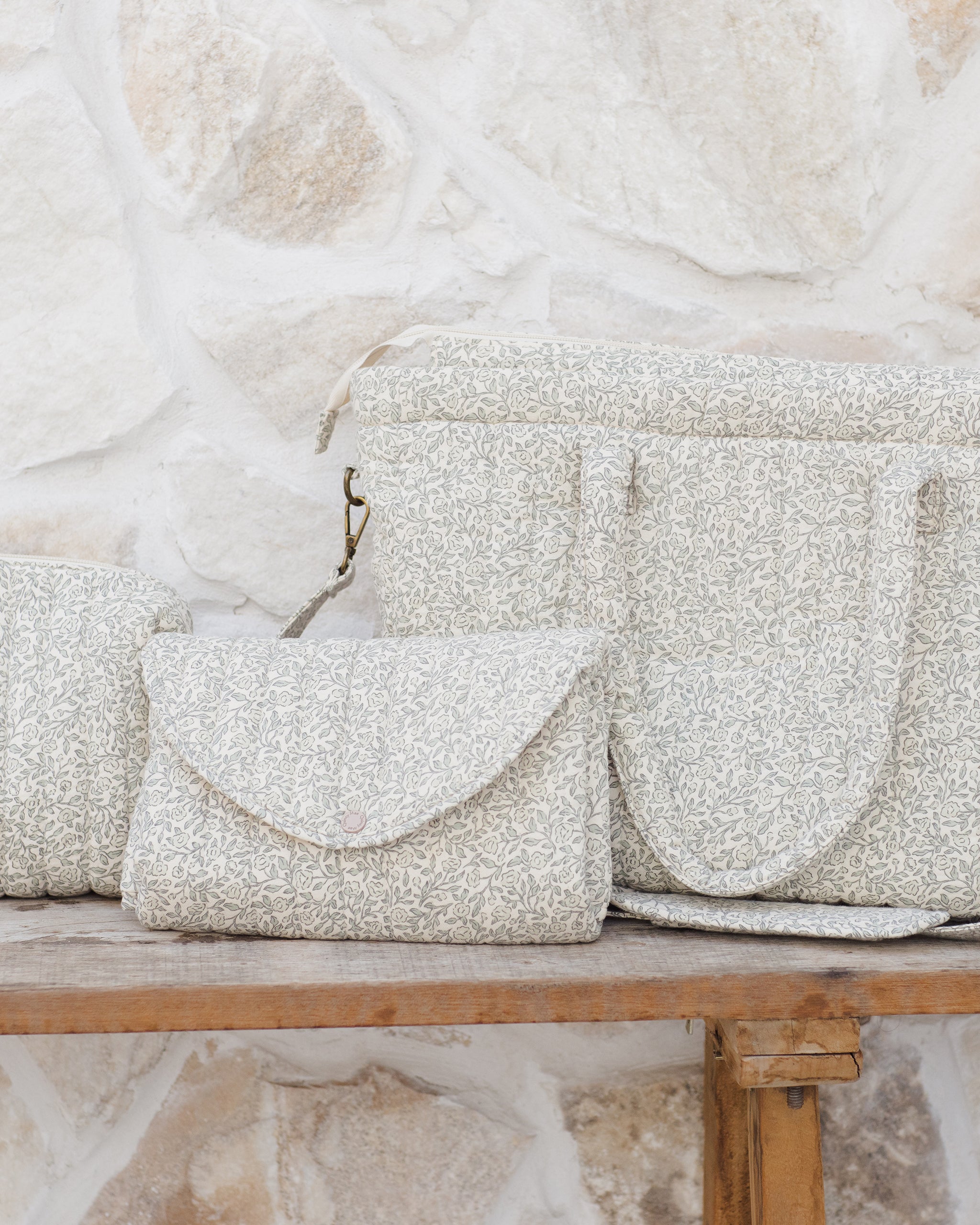 Diaper Bag + Changing Pad Set - Green Garden