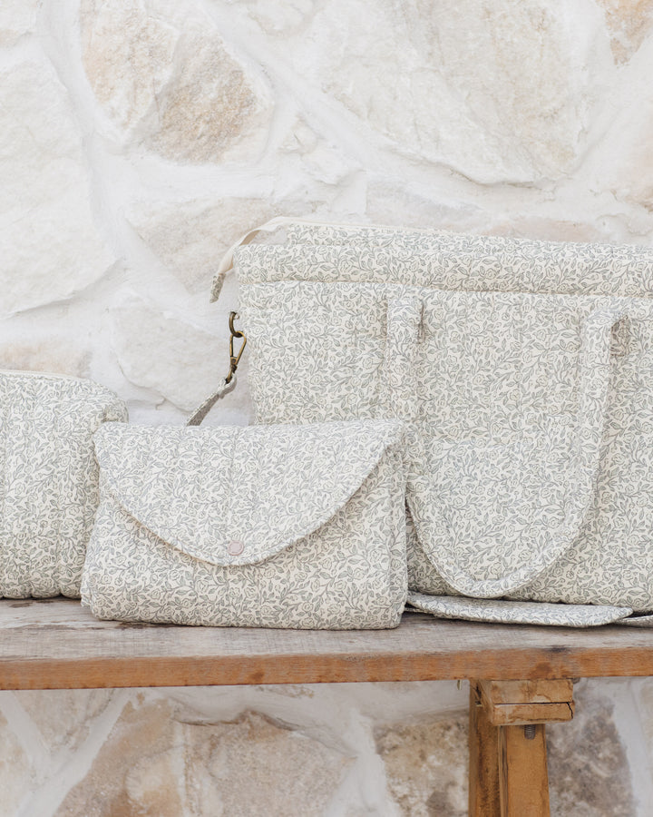 Quincy Mae Diaper Bag + Changing Pad Set - Green Garden