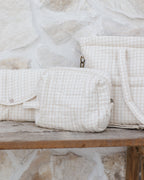 Diaper Bag + Changing Pad Set - Oat Check