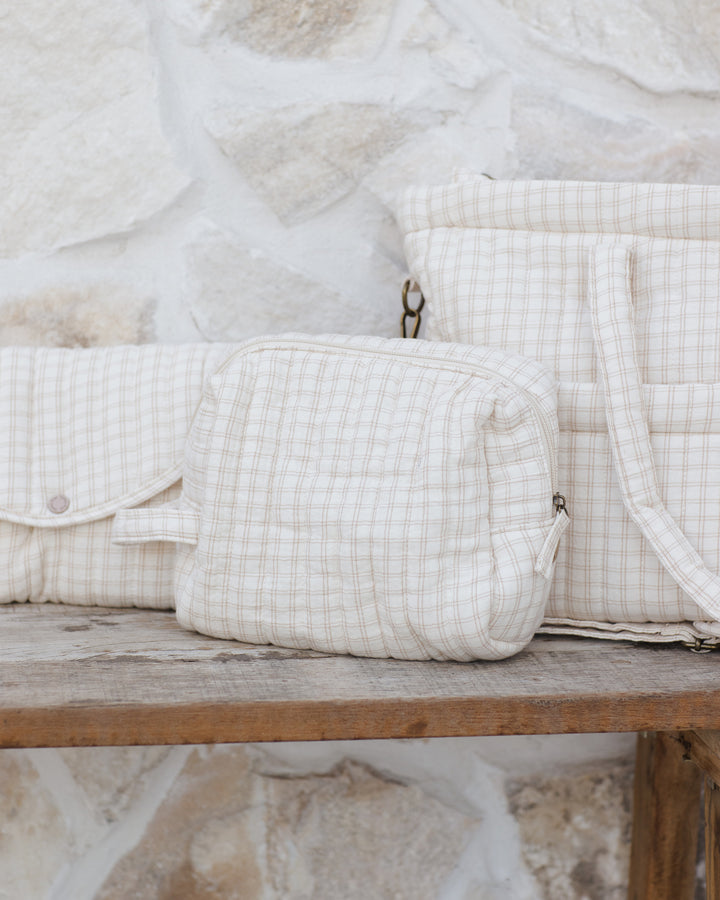 Quincy Mae Diaper Bag + Changing Pad Set - Oat Check