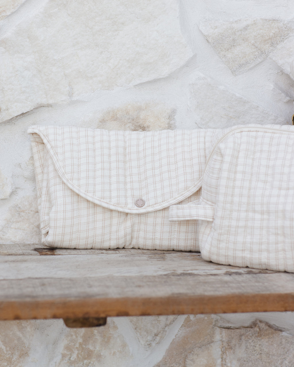 Quincy Mae Diaper Bag + Changing Pad Set - Oat Check
