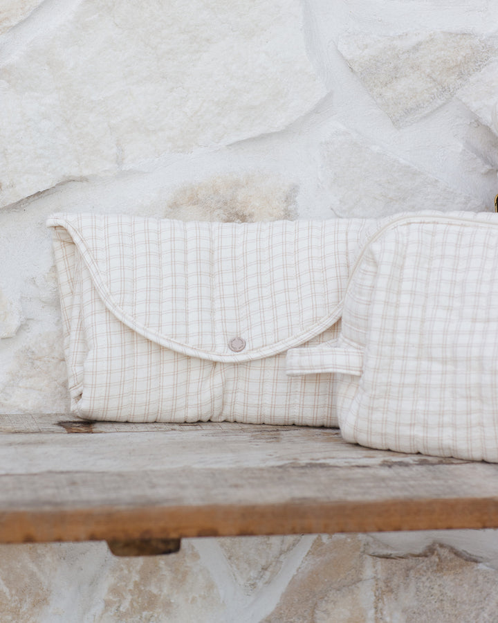 Quincy Mae Diaper Bag + Changing Pad Set - Oat Check