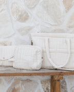 Diaper Bag + Changing Pad Set - Oat Check