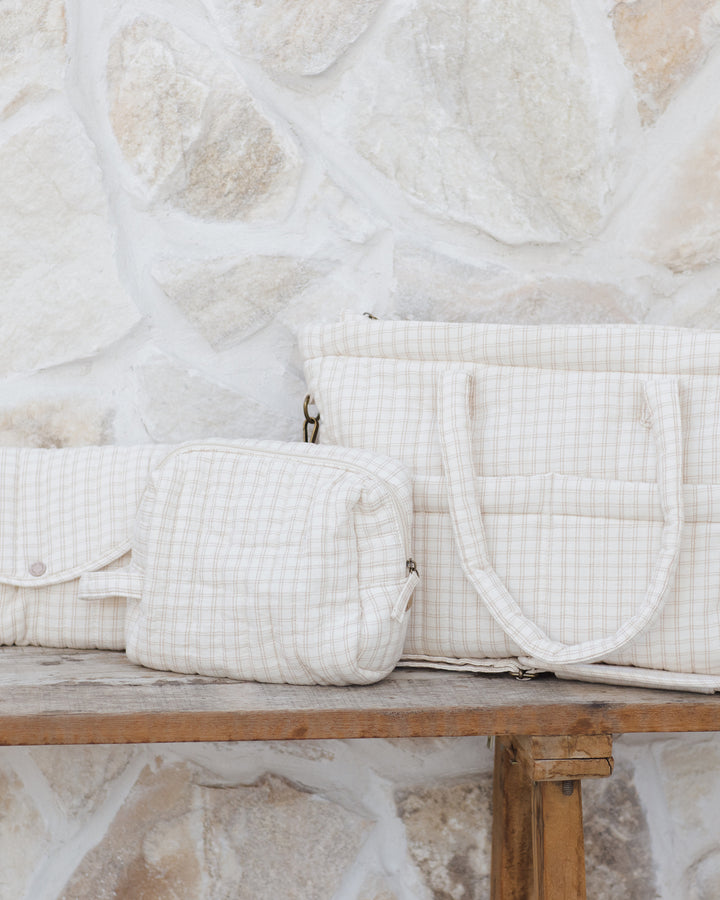 Quincy Mae Diaper Bag + Changing Pad Set - Oat Check
